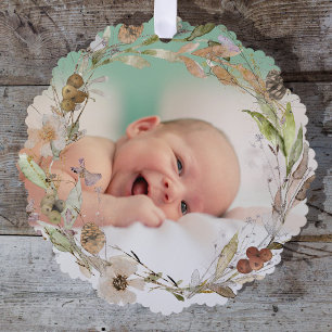 Aquarellfarben zarter Sturz neues Baby Ornament Karte