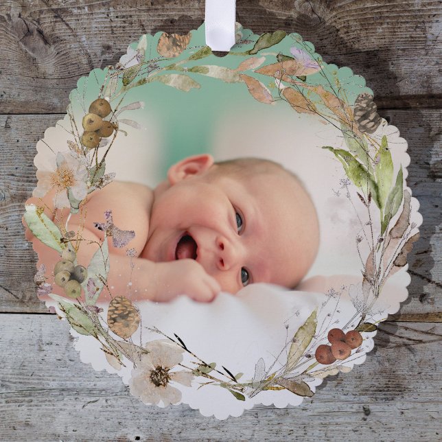 Aquarellfarben zarter Sturz neues Baby Ornament Karte (Von Creator hochgeladen)