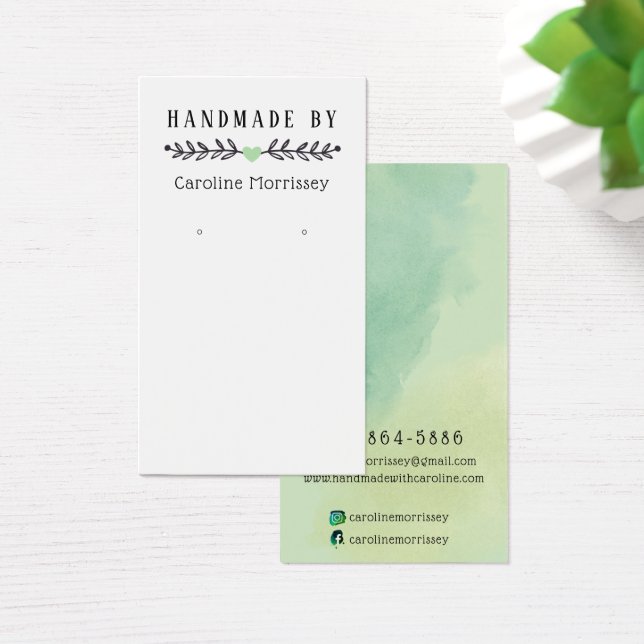 Aquarellfarben ziehen Green Earring Display Card (Schreibtisch)