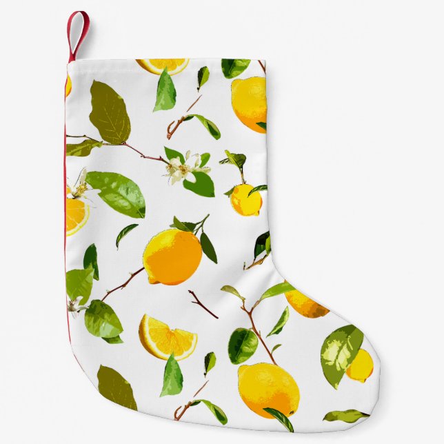 Aquarellfarben - Zitronen und Blätter 16 Kleiner Weihnachtsstrumpf (Vorderseite)