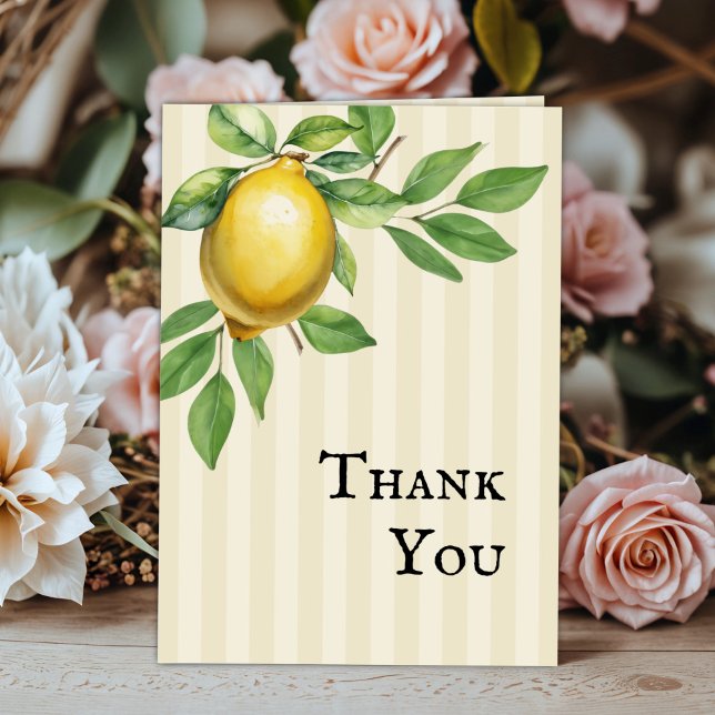 Aquarellfarben Zitronengelbe Zitrusfrüchte Rustika Dankeskarte (Von Creator hochgeladen)