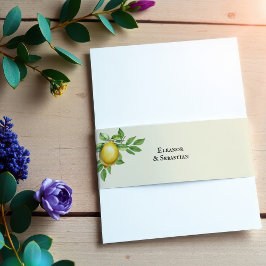 Aquarellfarben Zitronengelbe Zitrusfrüchte Rustika Einladungsbanderole