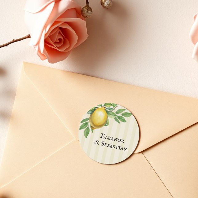 Aquarellfarben Zitronengelbe Zitrusfrüchte Rustika Runder Aufkleber (Von Creator hochgeladen)