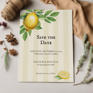 Aquarellfarben Zitronengelbe Zitrusfrüchte Rustika Save The Date