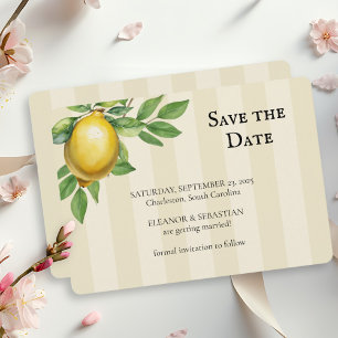 Aquarellfarben Zitronengelbe Zitrusfrüchte Rustika Save The Date