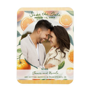 Aquarellfarben Zitrus Orange Blätter Save the Date Magnet