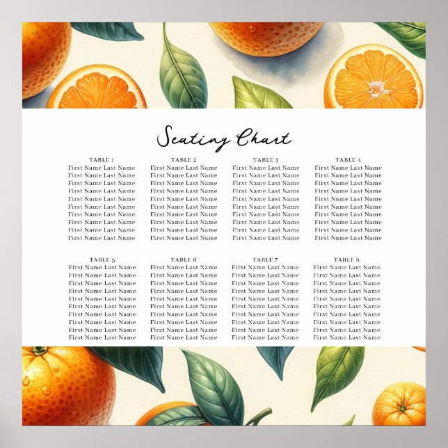 Aquarellfarben Zitrusfrüchte Orange-Blätter Seekar Poster (Vorne)