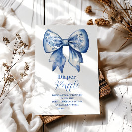 Aquarellfarbenband Dusty Blue Bow Raffle Diapper Begleitkarte