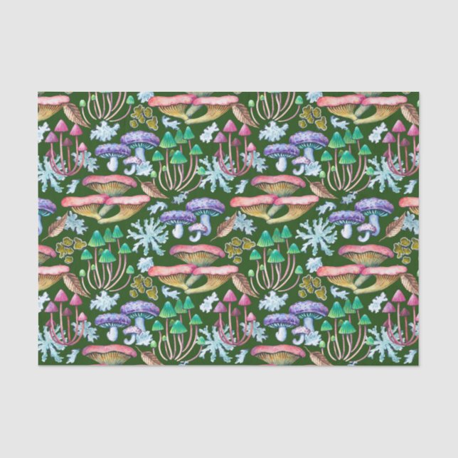 Aquarellfarbene Abstrakte Wildwaldpilze Seidenpapier (Vorderseite)