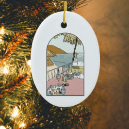 Aquarellfarbene Amalfiküste, Italien Keramik Ornament