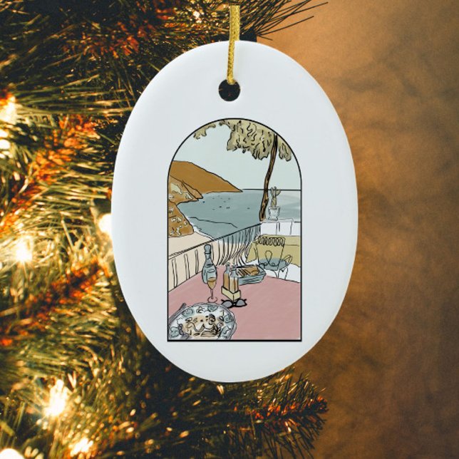 Aquarellfarbene Amalfiküste, Italien Keramik Ornament (Von Creator hochgeladen)