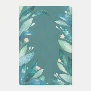 Aquarellfarbene aquamarine blumengeschmückte Blätt Post-it Klebezettel