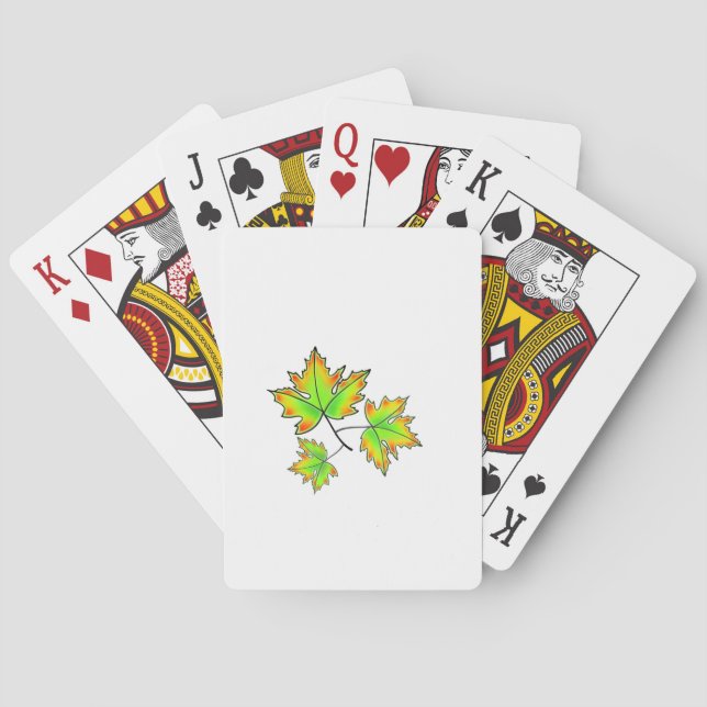 Aquarellfarbene Blätter, grün-gelb-gelber Ahornblä Spielkarten (Rückseite)