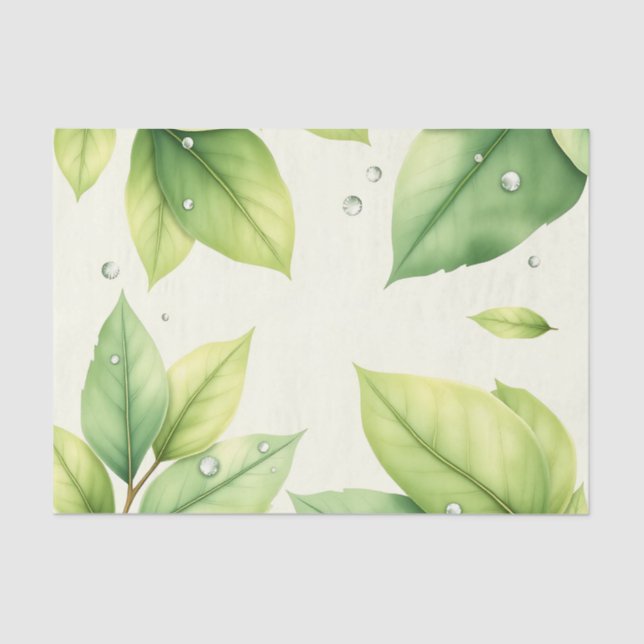 Aquarellfarbene Blätter mit Abfall Seidenpapier (Vorderseite)