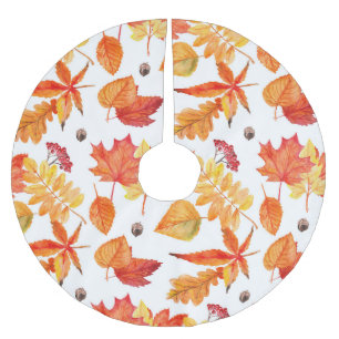Aquarellfarbene Blätter, natürliche nahtlose Muste Polyester Weihnachtsbaumdecke