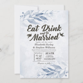 Aquarellfarbene Blätter trinken und Verheiratet Ho Einladung