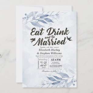 Aquarellfarbene Blätter trinken und Verheiratet Ho Einladung