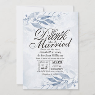 Aquarellfarbene Blätter trinken und Verheiratet Ho Einladung