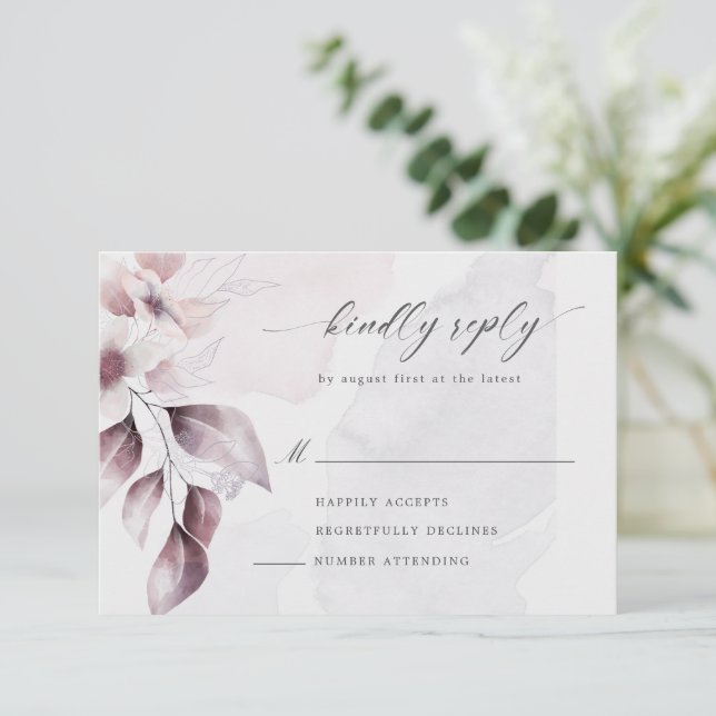 Aquarellfarbene, blühende RSVP-Karte RSVP Karte (Stehend Vorderseite)