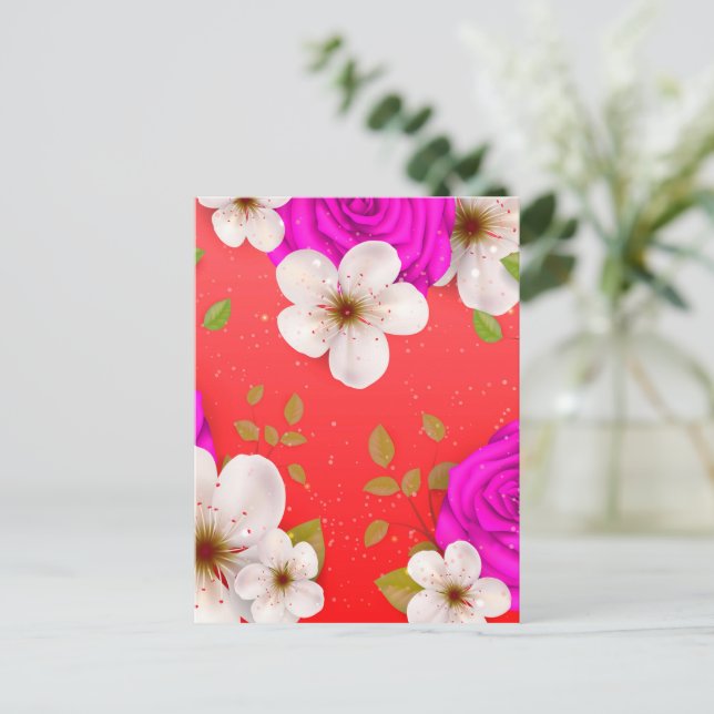 Aquarellfarbene Blume 14 Postkarte (Stehend Vorderseite)