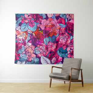Aquarellfarbene Blume 16 Wandteppich