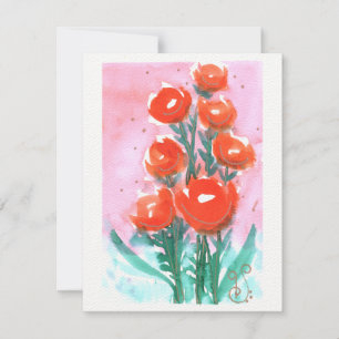 Aquarellfarbene Blume-1 (4.25"x5.5") Flachnotiskar Mitteilungskarte
