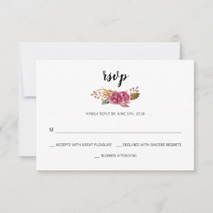 Aquarellfarbene Blume Bohemische Hochzeit von Stal RSVP Karte