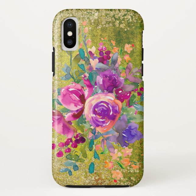 Aquarellfarbene Blume Bouquet Case-Mate iPhone Hülle (Rückseite)