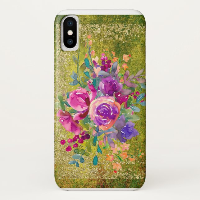 Aquarellfarbene Blume Bouquet Case-Mate iPhone Hülle (Rückseite)