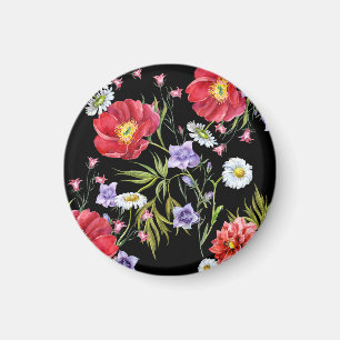 Aquarellfarbene Blume Bouquet: Nahtloses Muster Magnet
