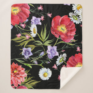 Aquarellfarbene Blume Bouquet: Nahtloses Muster Sherpadecke