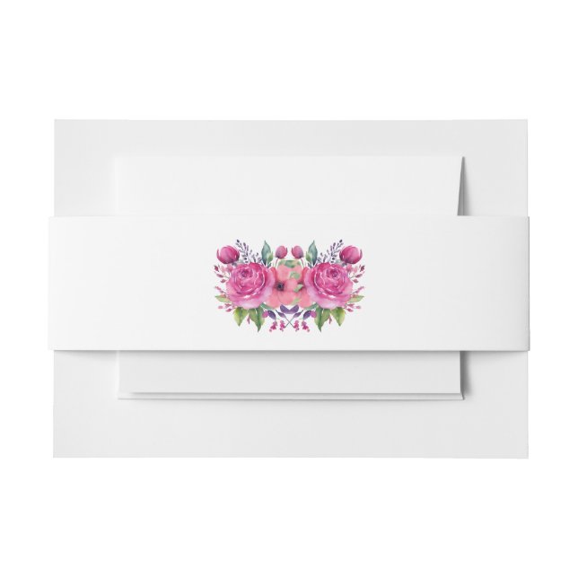Aquarellfarbene Blume Bouquet-Wedding- Einladungsbanderole (Vorderseite Beispiel)
