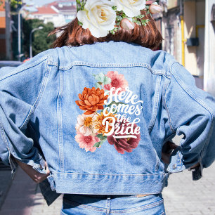 Aquarellfarbene Blume Britisch-Chic floral Jeansjacke