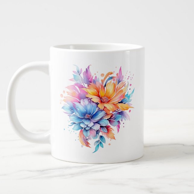 Aquarellfarbene Blume Design-24683 Jumbo-Tasse (Links)
