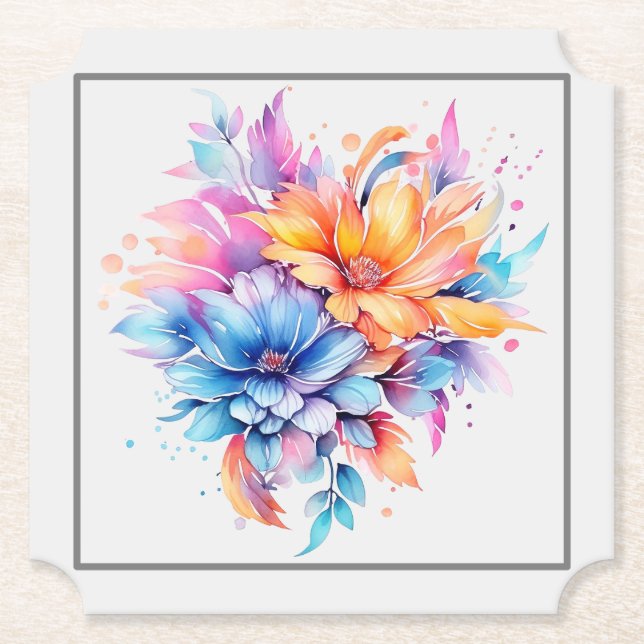 Aquarellfarbene Blume Design-24683 Untersetzer (Vorderseite)