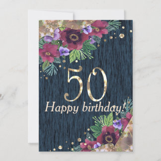 Aquarellfarbene Blume dunkelgoldfarbener Polka Einladung