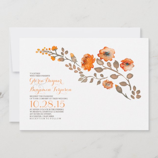 Aquarellfarbene Blume - Einladung zur Hochzeit im  (Vorderseite)