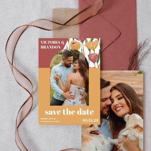 Aquarellfarbene Blume - Frühjahr und Sommerhochzei Save The Date
