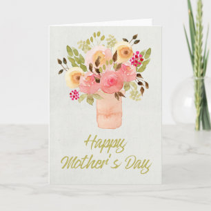 Aquarellfarbene Blume - Glückliche Muttertagskarte Karte