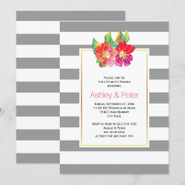 Aquarellfarbene Blume, graue Hochzeitspaare dusche Einladung