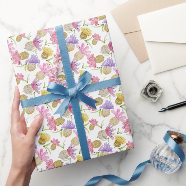 Aquarellfarbene Blume Handgemalt Geschenkpapier (Schenken)