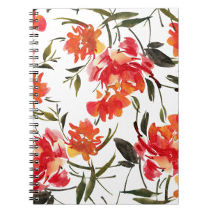 Aquarellfarbene Blume, handgezeichnet nahtloses Mu Notizblock