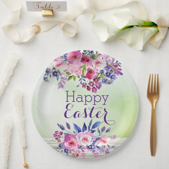 Aquarellfarbene Blume Happy Oaster Paper Teller (Hochzeit)