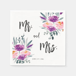 Aquarellfarbene Blume Hochzeiten von Napkins Serviette
