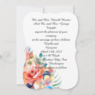 Aquarellfarbene Blume , Hochzeitskarte