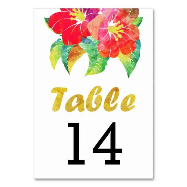 Aquarellfarbene Blume Hochzeitskarte Tischnummer (Vorderseite)