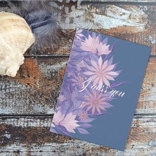 Aquarellfarbene Blume. Ich vermisse dich Feiertagskarte