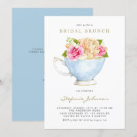 Aquarellfarbene Blume im Teacup-Brautparty