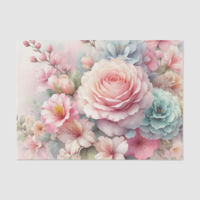 Aquarellfarbene Blume in weichen Pastellfarben Seidenpapier (Vorderseite)