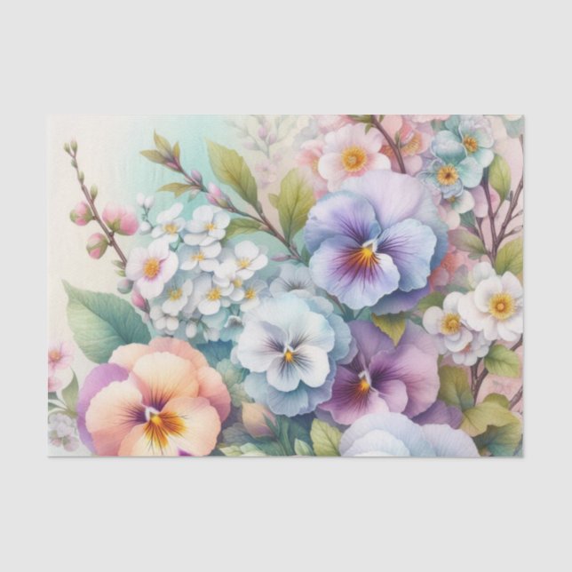 Aquarellfarbene Blume in weichen Pastellfarben Seidenpapier (Vorderseite)